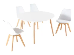 Mesa de comedor Nordika extensible forma redonda blanco/haya 100-140-180 cm Adec