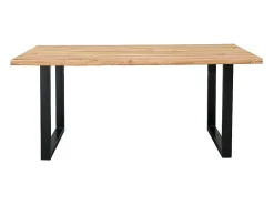 Mesa de comedor nórdica de 75x160x90 cm con sobre de madera y patas metálicas Derby