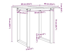 Mesa de comedor O-frame 60x60x75 cm madera maciza de pino acero