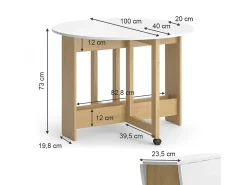 Mesa de comedor oro potencia roble/blanco 100x100x73 rondo