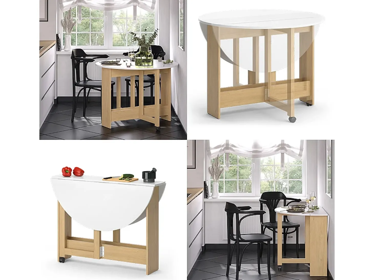 Mesa de comedor oro potencia roble/blanco 100x100x73 rondo