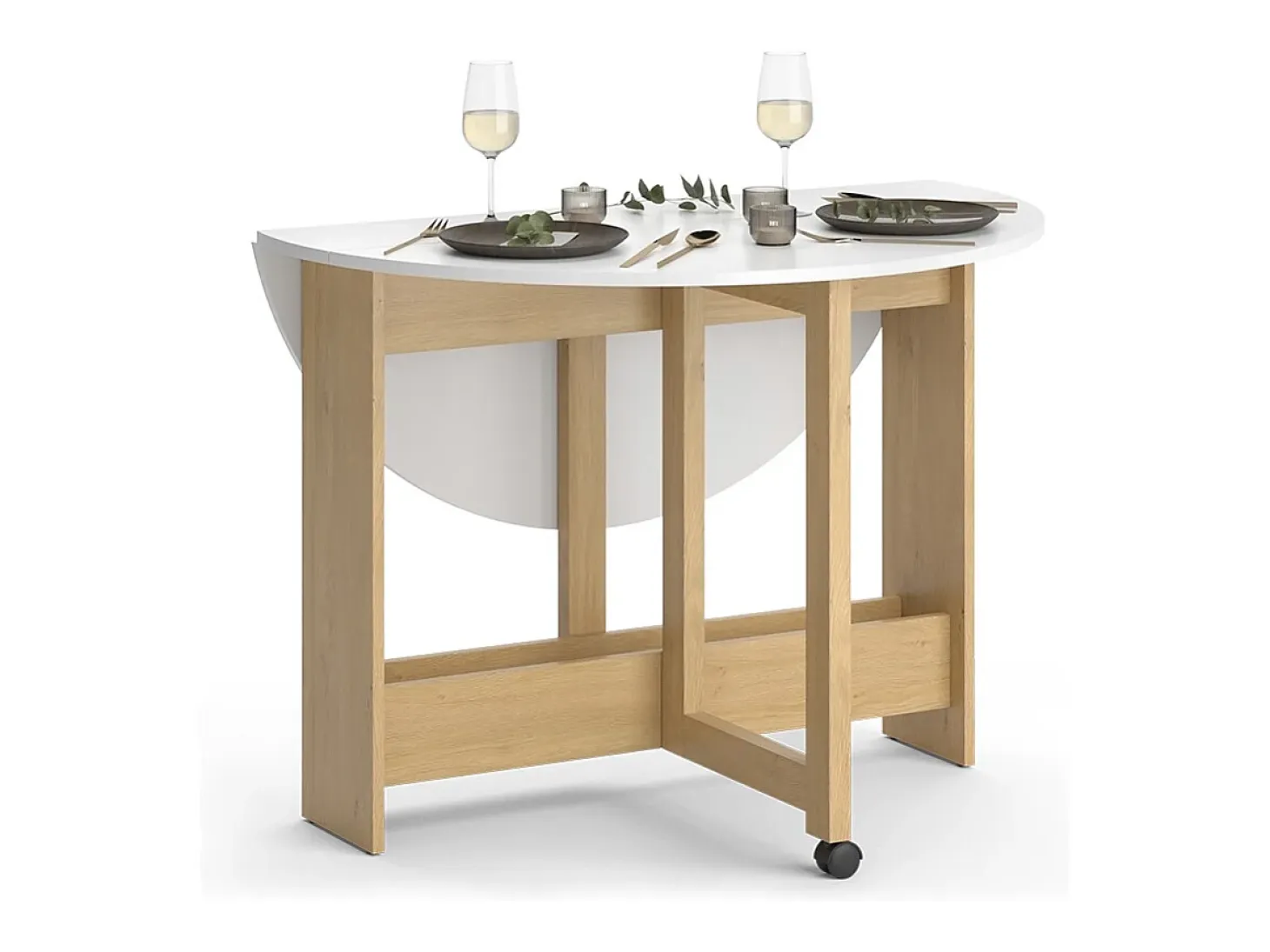 Mesa de comedor oro potencia roble/blanco 100x100x73 rondo