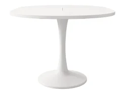 Mesa de comedor ovalada - Mesa redonda extensible blanca - Para comedor y sala de estar