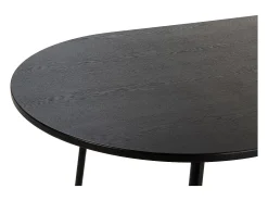 Mesa de comedor ovalada de madera maciza y patas de metal negro Anja 180 cm