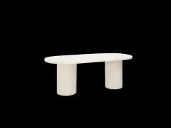 Mesa de comedor ovalada de microcemento en tono terracota DECOWOOD de 200x75cm - LUCÍA - DECOWOOD