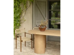 Mesa de comedor ovalada de microcemento en tono terracota DECOWOOD de 160x75cm - LUCÍA - DECOWOOD