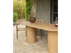 Mesa de comedor ovalada de microcemento en tono terracota DECOWOOD de 180x75cm - LUCÍA - DECOWOOD
