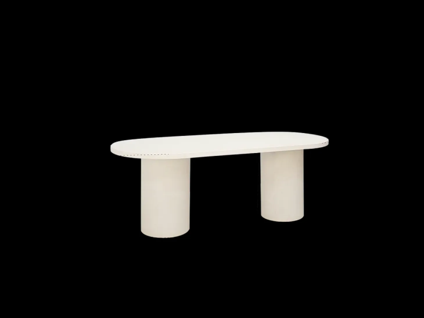 Mesa de comedor ovalada de madera maciza tono roble medio y patas de microcemento en tono terracota DECOWOOD de 180x75cm - LUCÍA - DECOWOOD