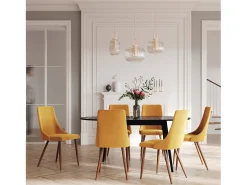Mesa de comedor ovalada de madera negra extensible 170/200 cm - Eddy