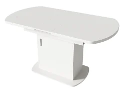 Mesa de comedor ovalada extensible (110/130 x 70 x 75 cm) - Mango blanco/plateado