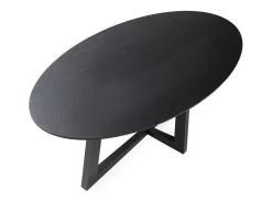 Mesa de comedor ovalada LUVIO chapada en roble 200 cm-Color Negro