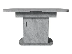 Mesa de comedor ovalada retráctil - con espacio de almacenamiento y mango plateado - Gris