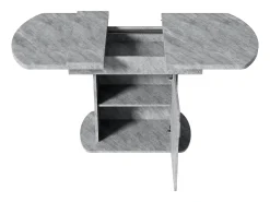 Mesa de comedor ovalada retráctil - con espacio de almacenamiento y mango plateado - Gris