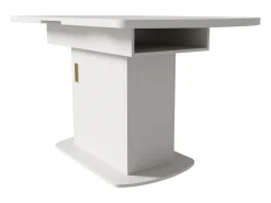 Mesa de comedor ovalada retráctil - con espacio de almacenamiento y mango dorado - Blanco