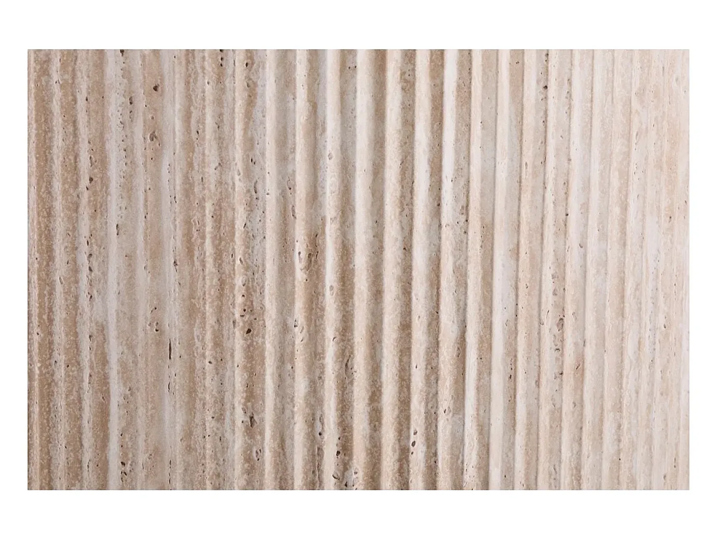 Mesa de comedor ovalada VAGOS – 200 x 100 cm – Color travertino – Diseño contemporáneo efecto piedra