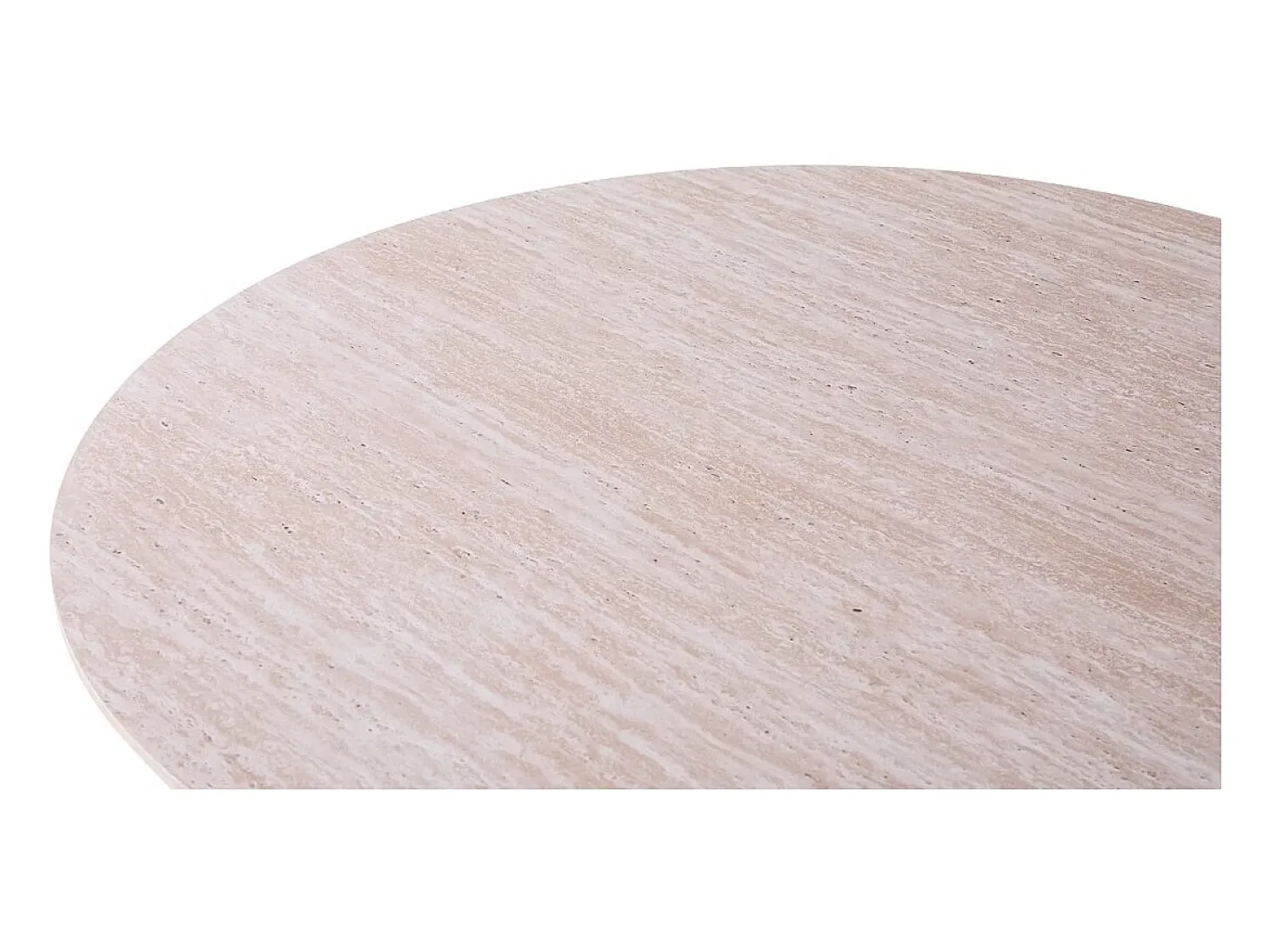 Mesa de comedor ovalada VAGOS – 200 x 100 cm – Color travertino – Diseño contemporáneo efecto piedra