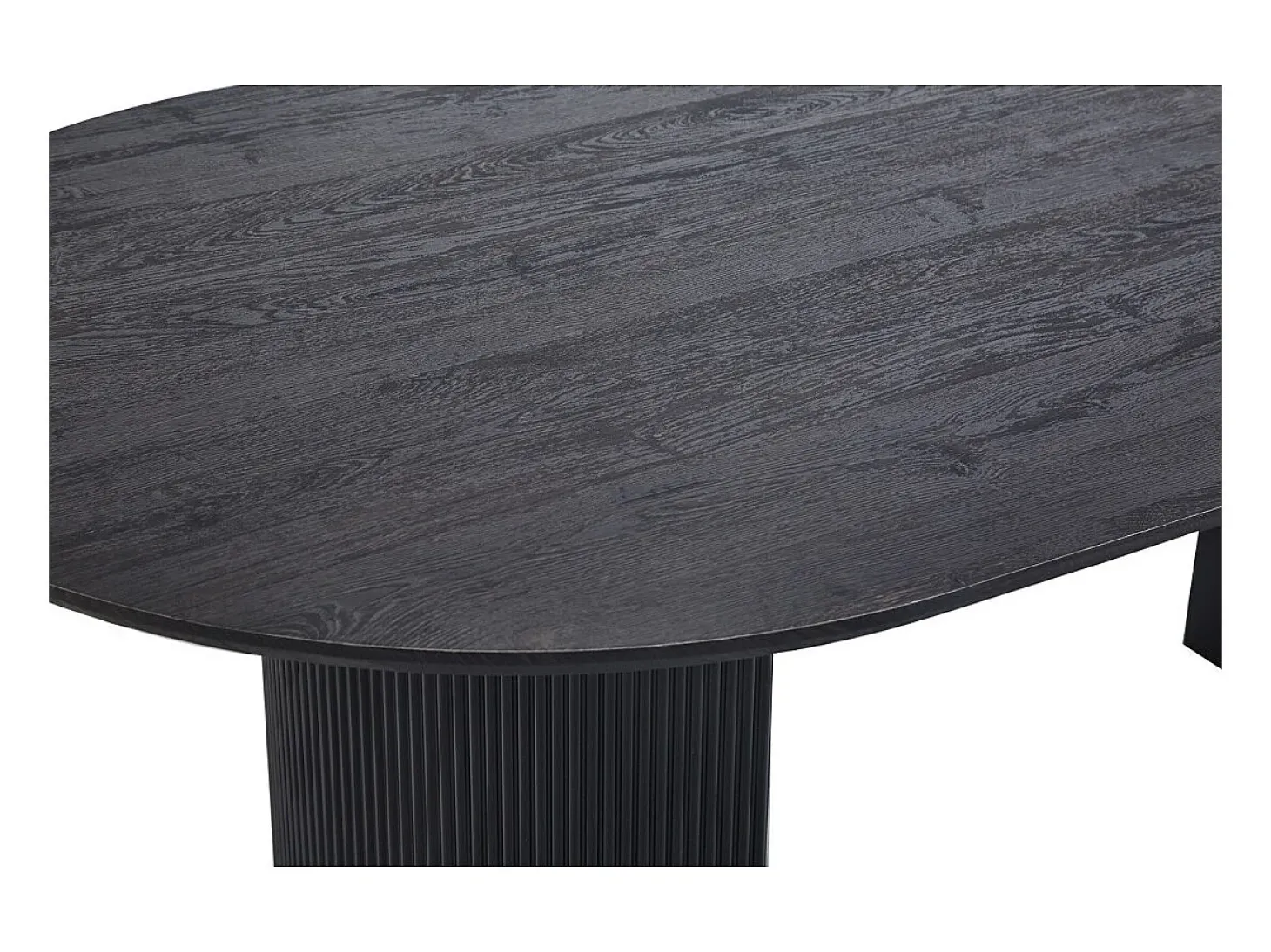 Mesa de comedor ovalada VAGOS efecto madera marrón oscuro longitud 200cm, ideal para un comedor acogedor