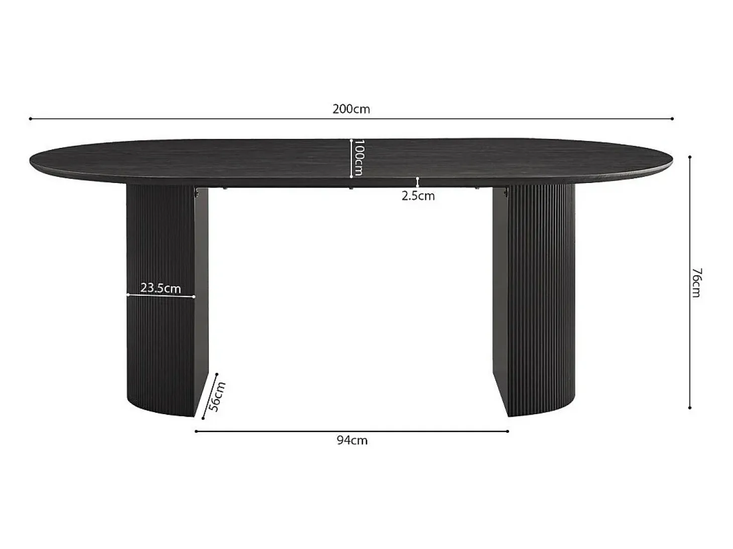 Mesa de comedor ovalada VAGOS efecto madera marrón oscuro longitud 200cm, ideal para un comedor acogedor