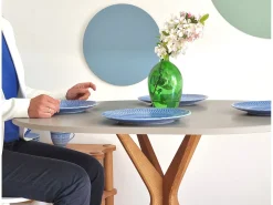 Mesa de comedor ovalada 75x100cm Jubi Blanco Tiza Roble