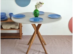 Mesa de comedor ovalada 75x100cm Jubi Verde Salvia Roble
