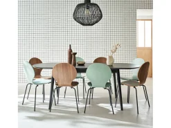 Mesa de comedor ovalada y extensible de 6 a 8 plazas negro