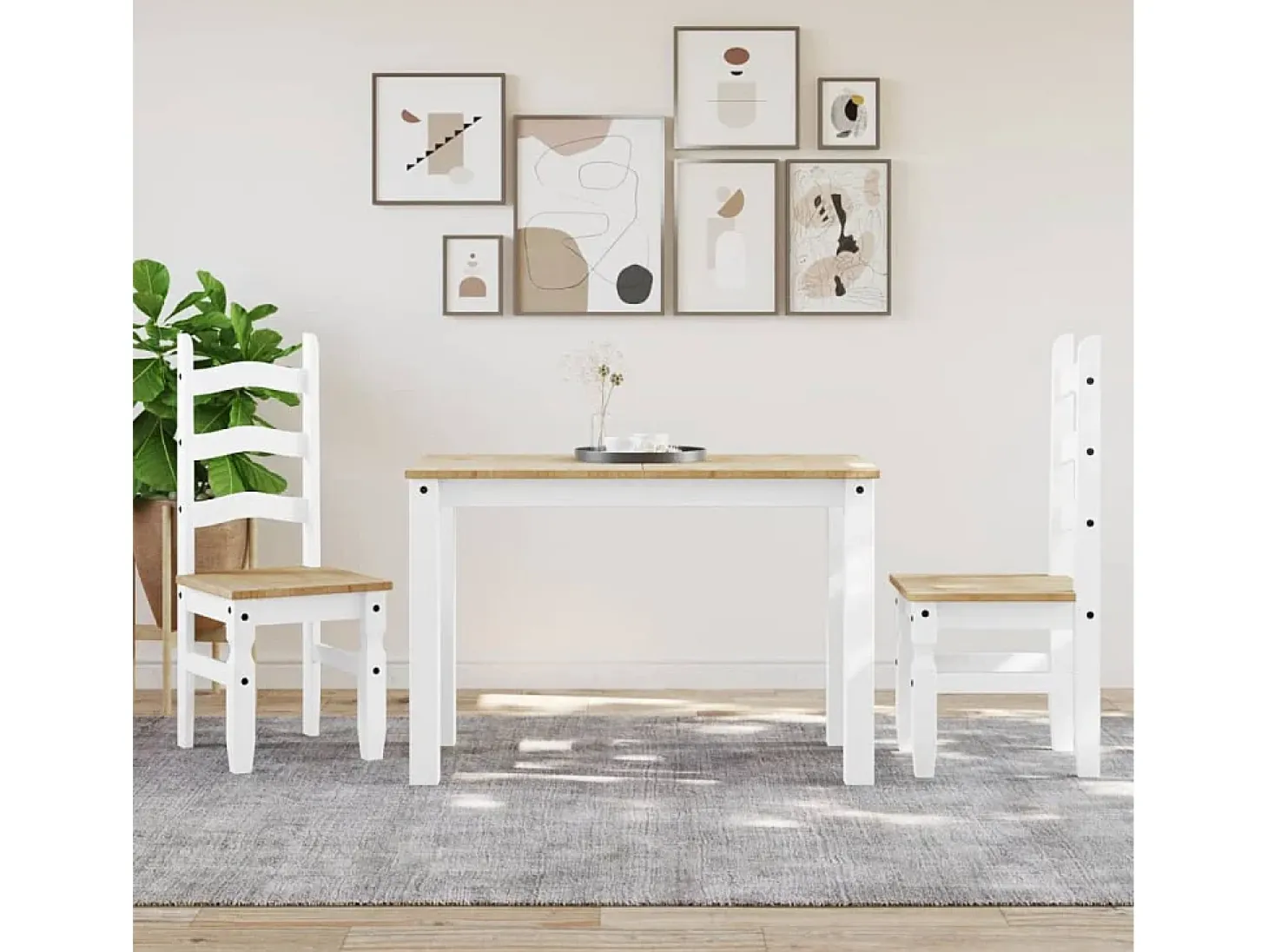 Mesa de comedor Panamá blanca 117x60x75 cm madera maciza de pino