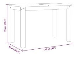 Mesa de comedor Panamá blanca 117x60x75 cm madera maciza de pino