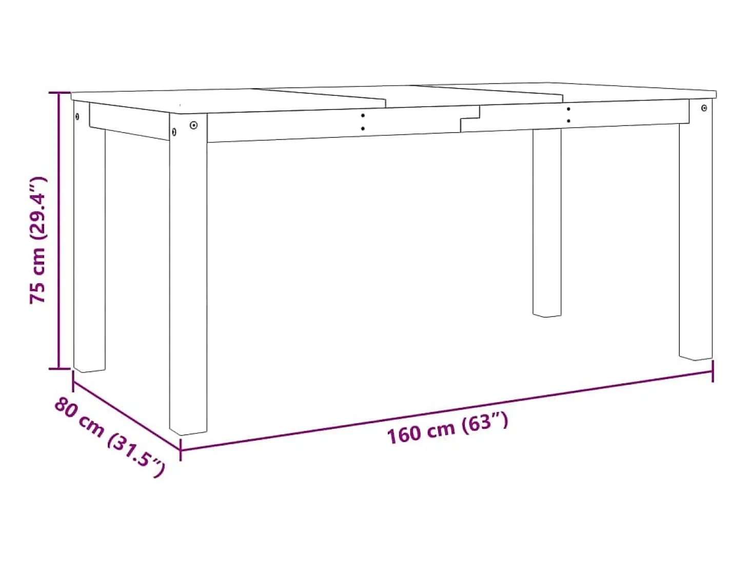 Mesa de comedor Panamá gris 160x80x75 cm madera maciza de pino