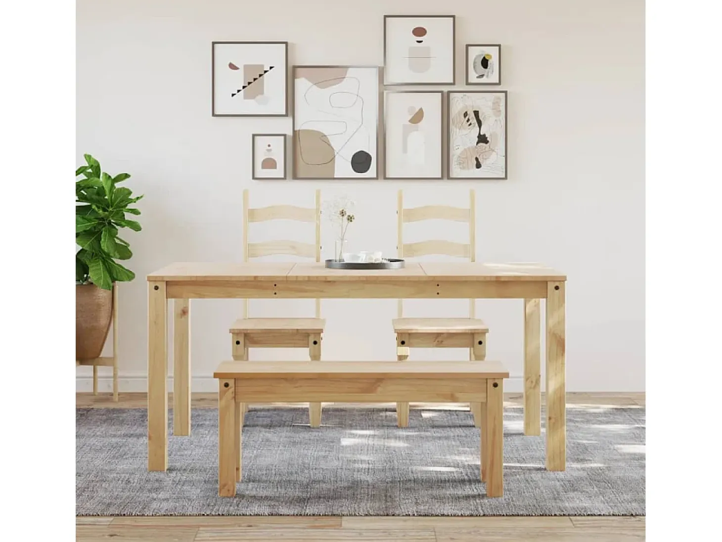 Mesa de comedor Panama madera maciza de pino 160x80x75 cm