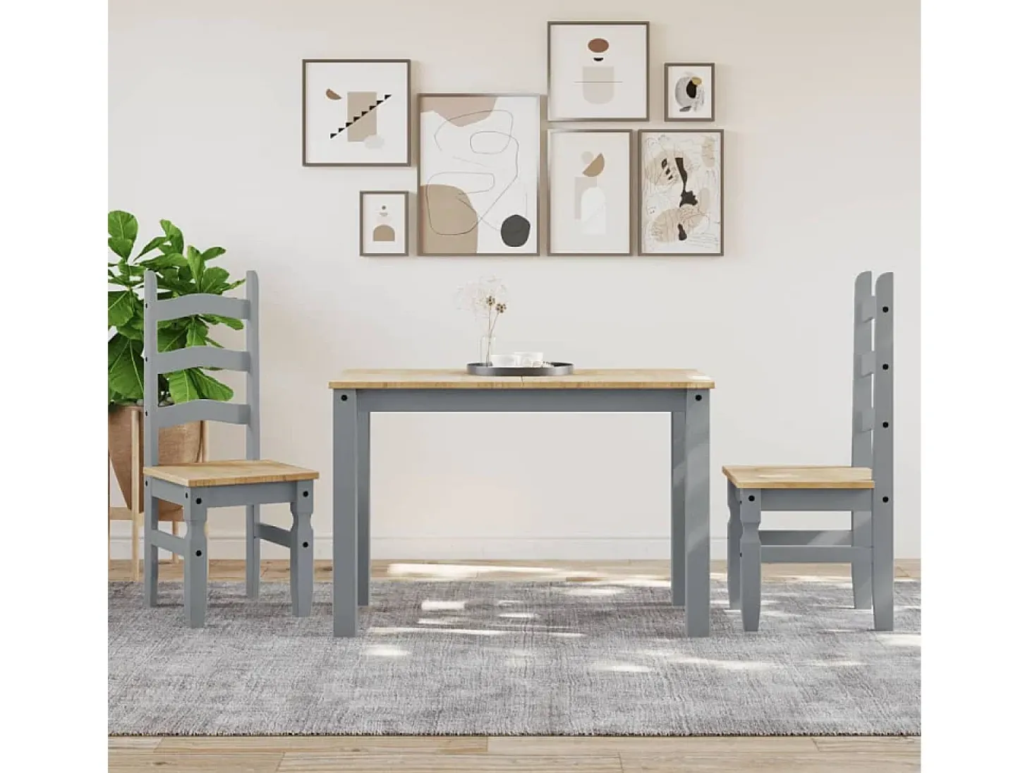 Mesa de comedor Panama madera maciza de pino gris 117x60x75 cm ES998302