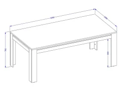 Mesa de comedor para 8 personas MEUNIER – Roble & Negro Mate, 195×77×100 cm