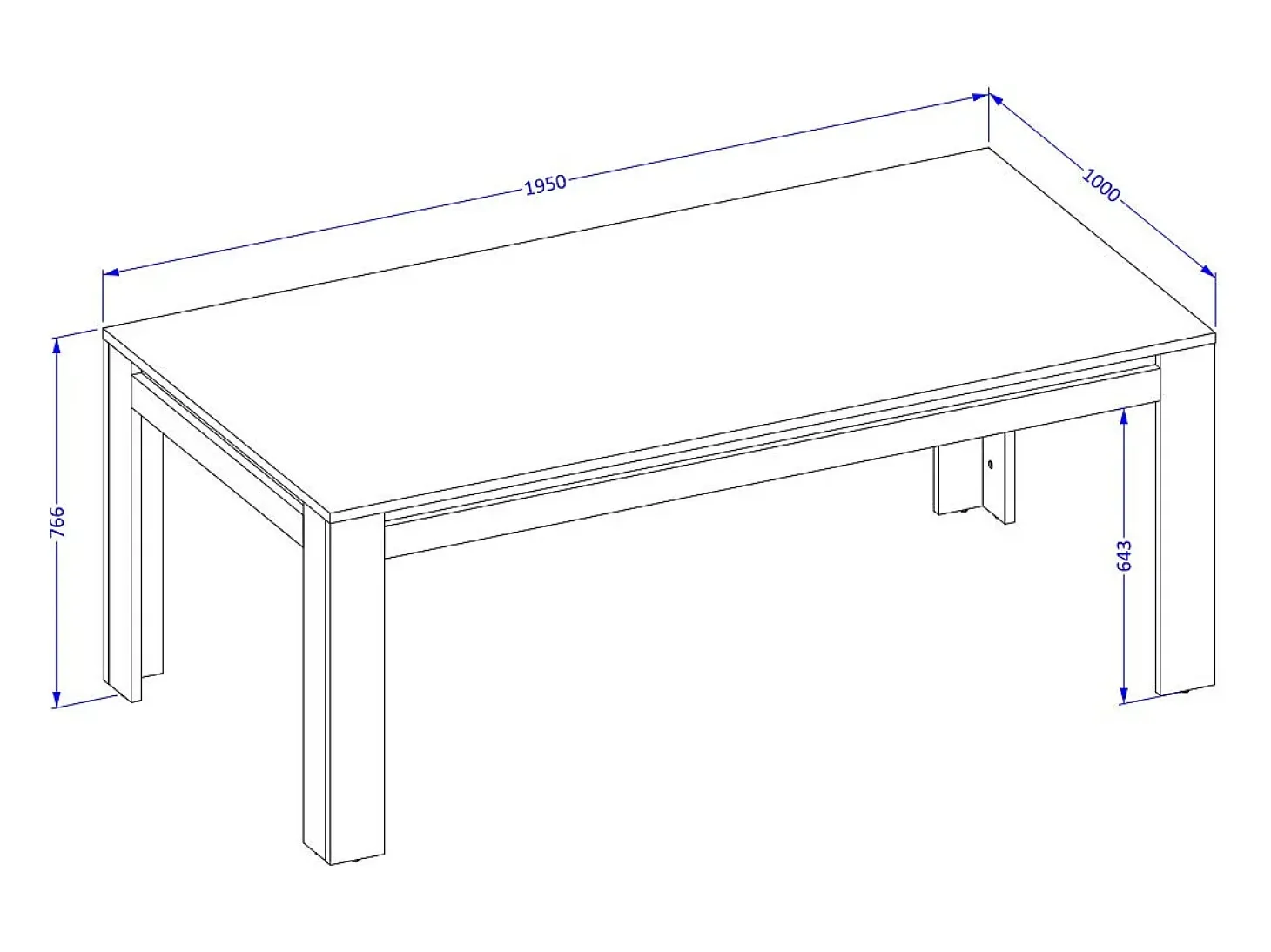Mesa de comedor para 8 personas MEUNIER – Roble & Negro Mate, 195×77×100 cm