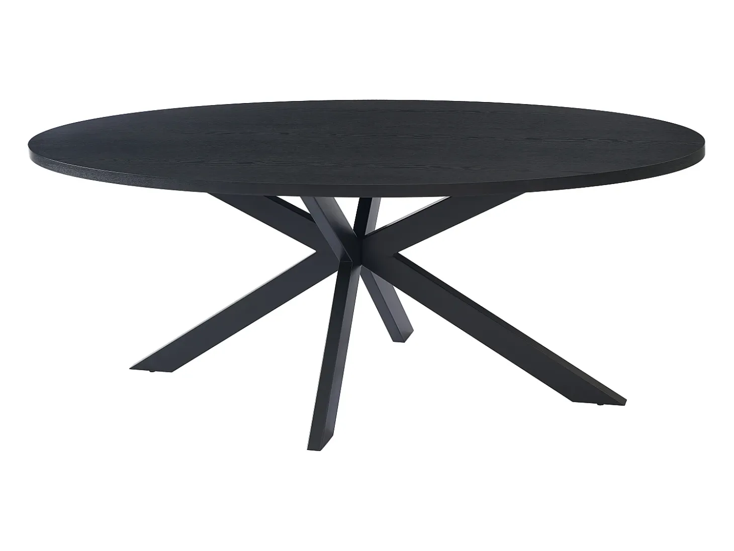 Mesa de comedor para 8 personas, chapa de roble y metal - Negro - LINIOMA