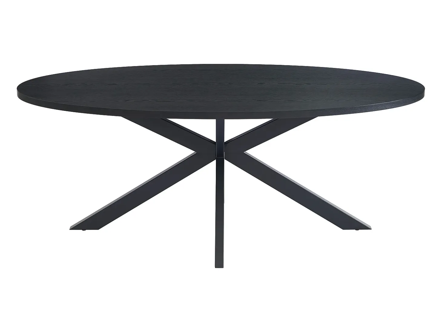 Mesa de comedor para 8 personas, chapa de roble y metal - Negro - LINIOMA