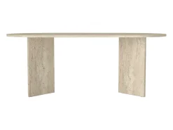 Mesa de comedor para 8 personas - Efecto travertino - TOPANIA