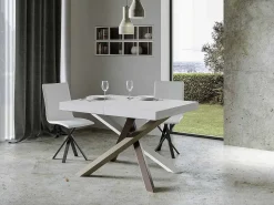 Mesa de comedor pequeña de diseño blanca con patas entrelazadas 4 colores 130 cm Artemis