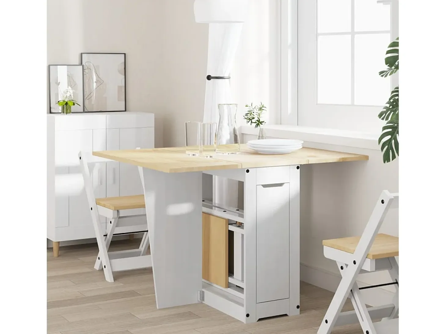 Mesa de comedor plegable mariposa Corona madera pino blanco