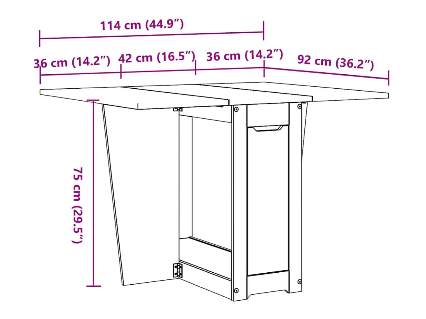 Mesa de comedor plegable Corona Butterfly, cera marrón, madera de pino
