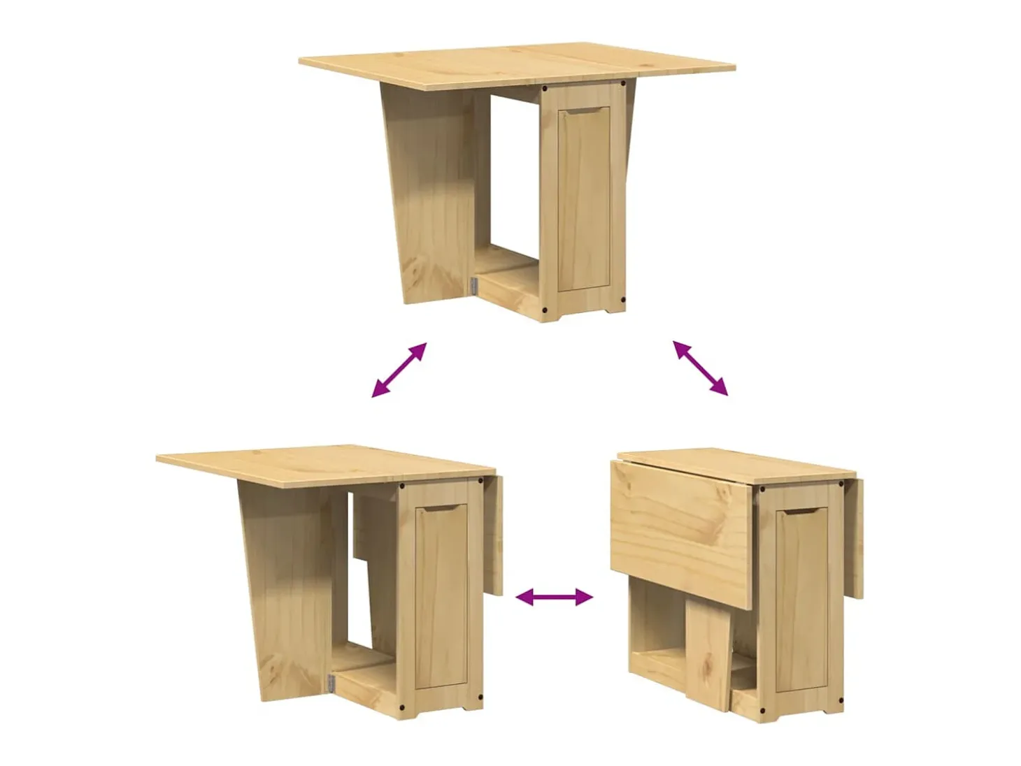 Mesa de comedor plegable Corona Butterfly, cera marrón, madera de pino