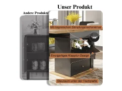 Mesa de comedor plegable para 4-6 personas - 110-140 x 80 x 75 cm - extensible - con 1 puerta + 2 cajones - MDF - negro
