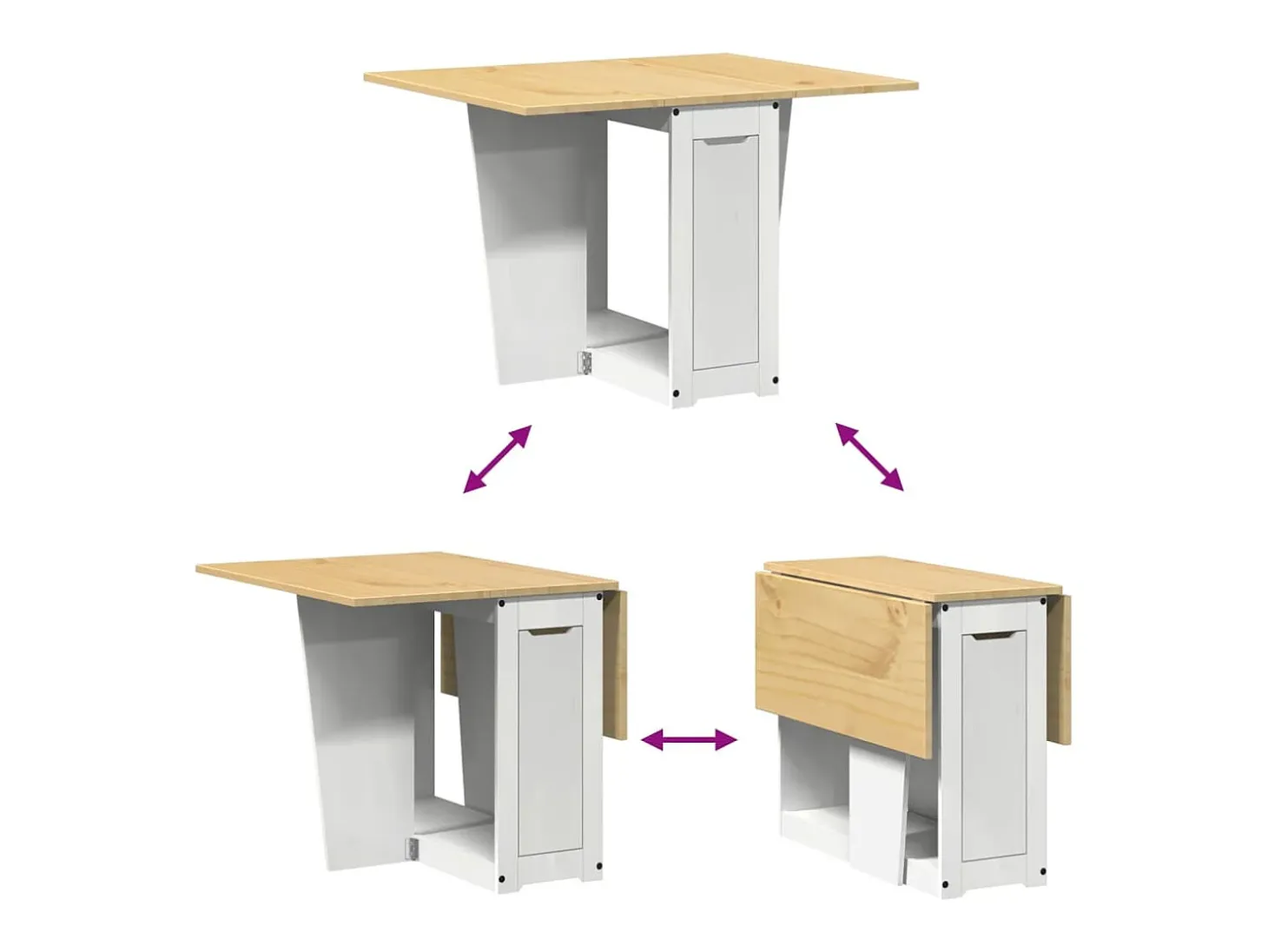 Mesa de comedor plegable mariposa Corona madera pino blanco