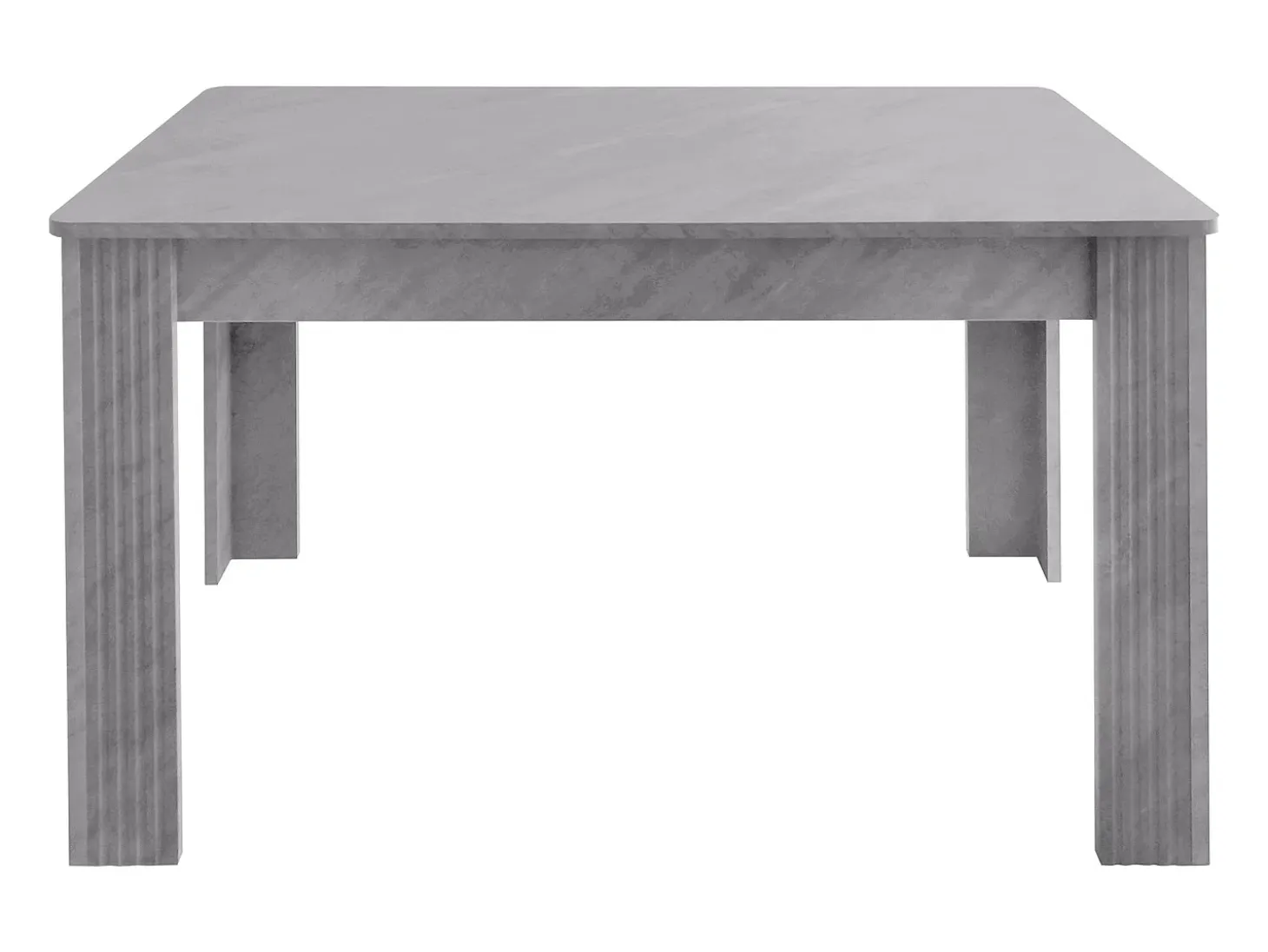 Mesa de comedor rectangular moderna, madera aglomerada, diseño elegante, patas de metal, color hormigón (dimensiones no especificadas)