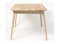 Mesa de comedor rectangular 180 cm de roble macizo blanqueado Kundy