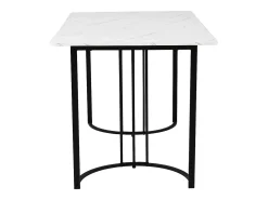 Mesa de Comedor Rectangular 140x80 cm para 6 Personas - Patas Ajustables - Metal y Madera - Blanco/Negro Moderno
