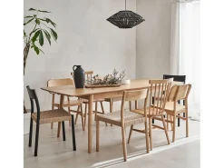 Mesa de comedor rectangular extensible de 6-8 plazas natural