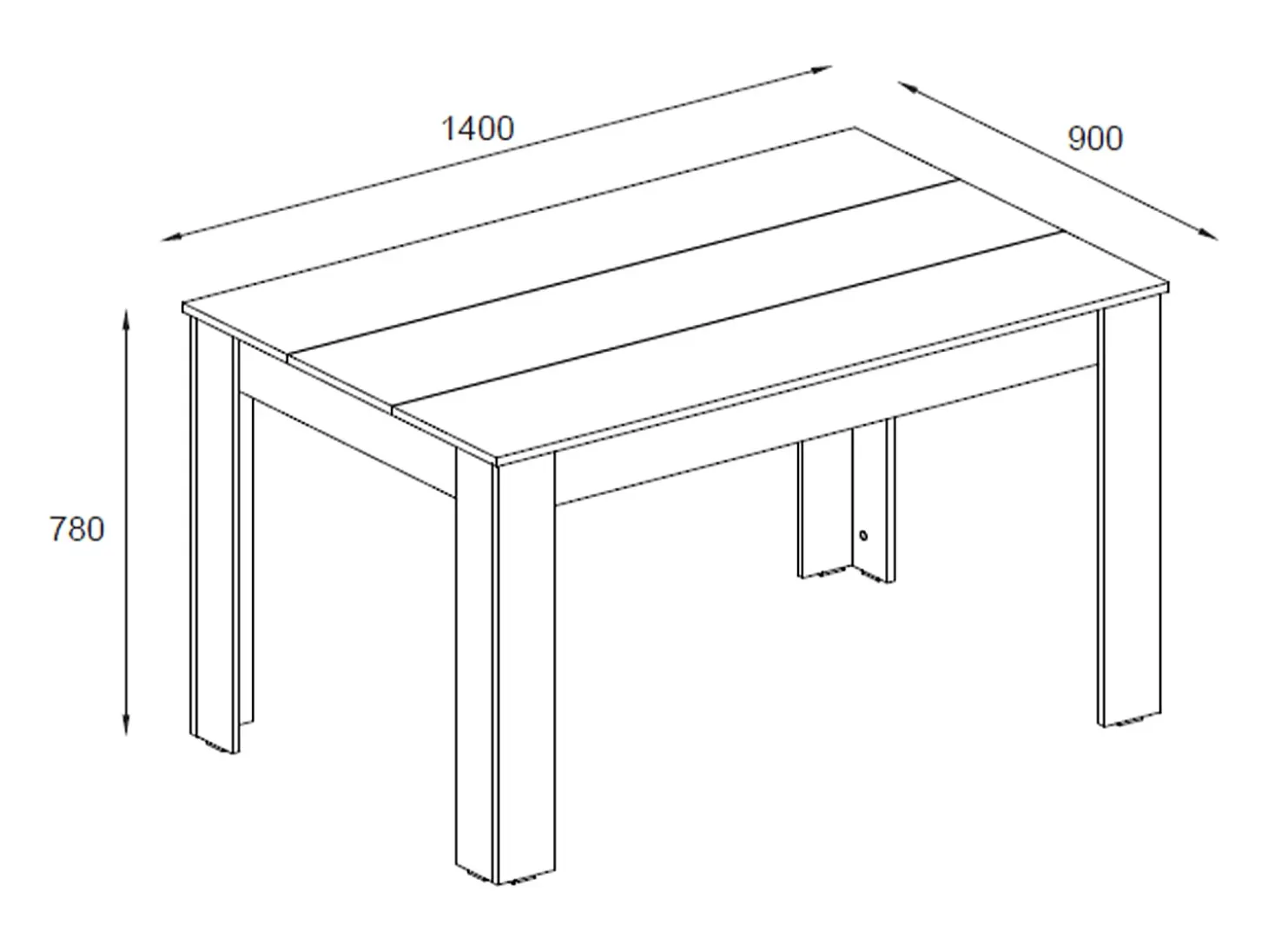Mesa de comedor rectangular fija para 4 comensales 140x90 cm color blanco oak gold Mirko