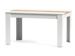 Mesa de comedor rectangular fija para 4 comensales 140x90 cm color blanco oak gold Mirko