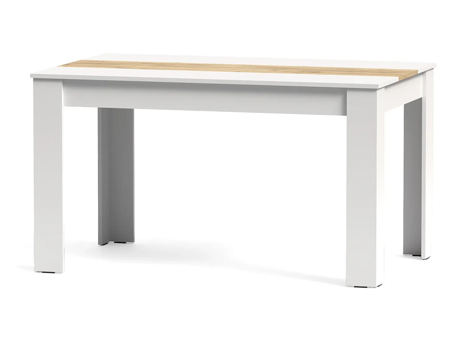 Mesa de comedor rectangular fija para 4 comensales 140x90 cm color blanco oak gold Mirko