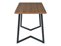 Mesa de comedor rectangular de MDF con patas de metal negro, madera de nogal, (117x68x75 cm)
