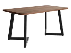 Mesa de comedor rectangular de MDF con patas de metal negro, madera de nogal, (117x68x75 cm)